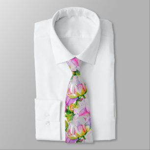 Vit blommigt i rosa av klassisk elegant, slips