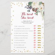 Vit Blommigt Jul sa hon: "Spelkort"