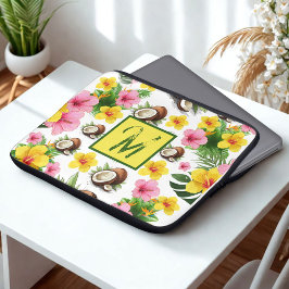 Vit Blommigt Laptop Fodral