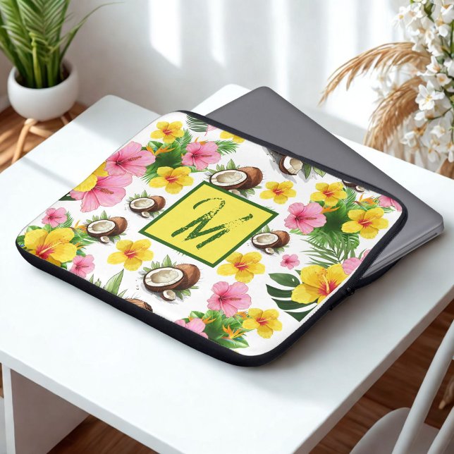 Vit Blommigt Laptop Fodral (Skapare uppladdad)