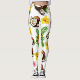 Vit Blommigt Leggings