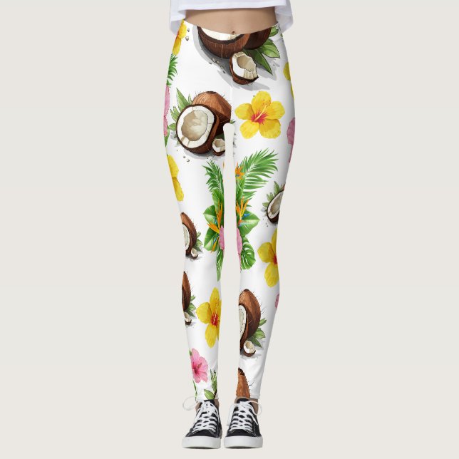 Vit Blommigt Leggings (Framsida)