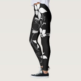 Vit Blommigt Leggings för kvinnor
