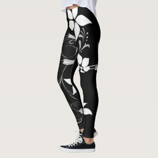 Vit Blommigt Leggings för kvinnor