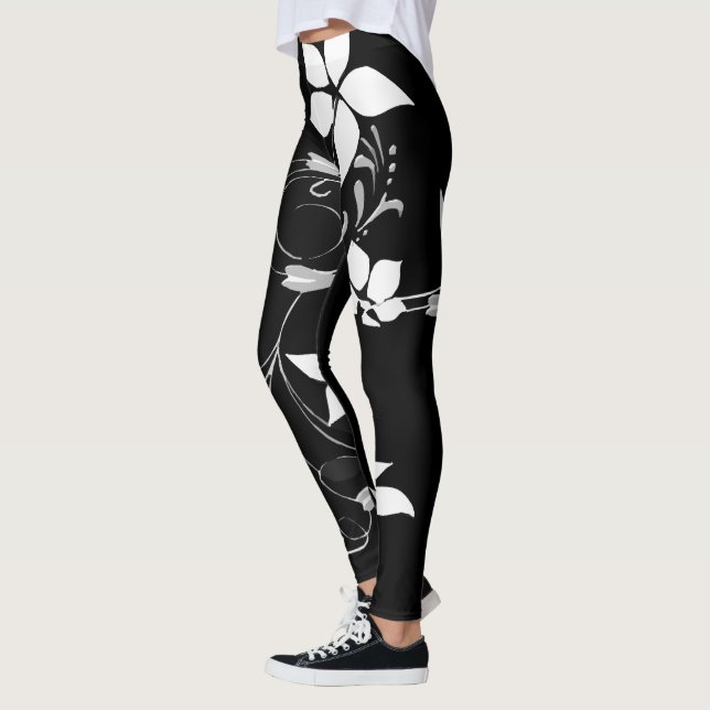 Vit Blommigt Leggings för kvinnor (Vänster)