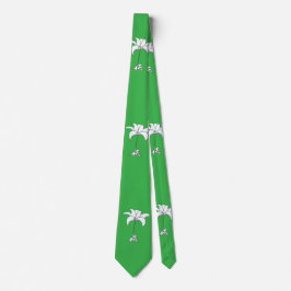 Vit Blommigt Lime Green Tropical Neck Tie Slips