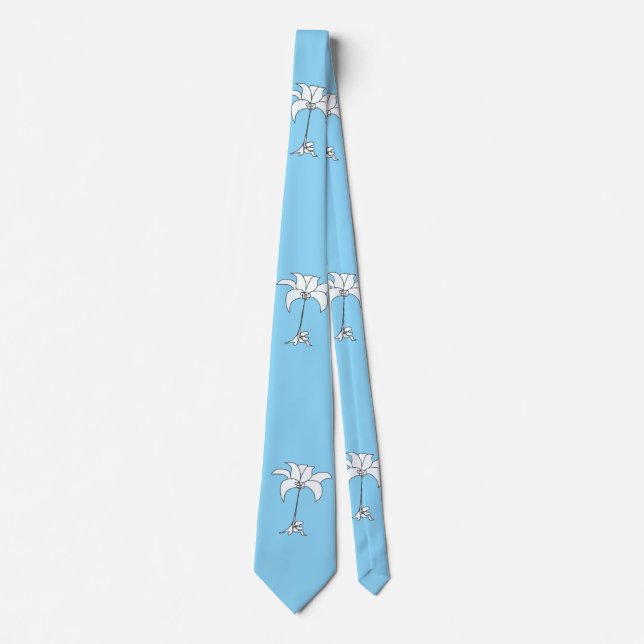 Vit Blommigt Lt Blue Tropical Neck Tie Slips (Framsida)