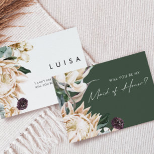 Vit Blommigt Maid of honor-Frieri kort för Grönt