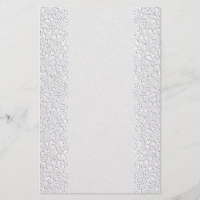 Vit Blommigt-mall Brevpapper (Framsida)