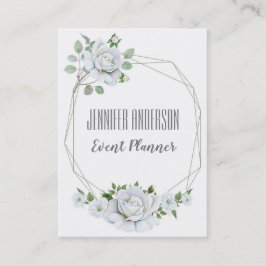 Vit Blommigt Marble Geometric Möte Tidsbeställning Kort