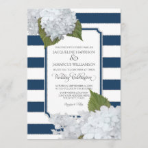 Vit Blommigt Modern Elegant Navy White Rand