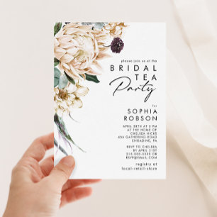 Vit Blommigt Möhippa Tea Party-inbjudan Inbjudningar
