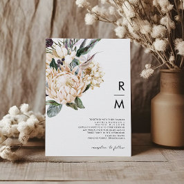 Vit Blommigt Monogram Bröllop Inbjudningar