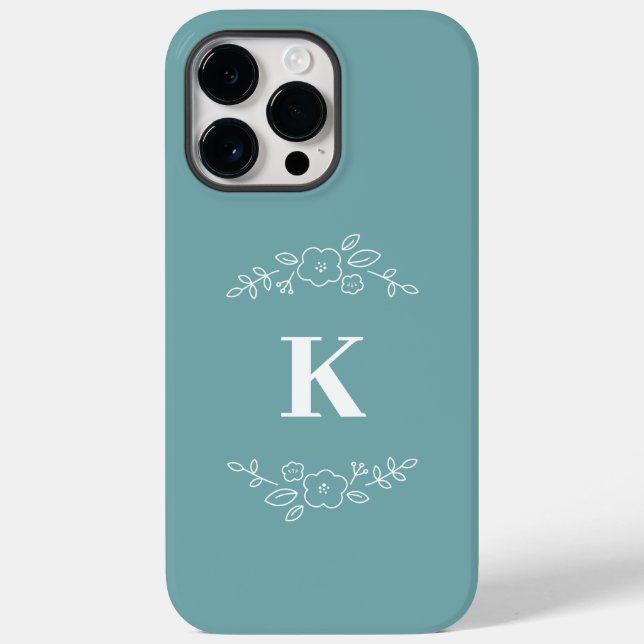Vit blommigt monogram iPhone/iPad-väska (Baksida)