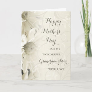 Vit Blommigt Mordotter Lycklig Mors dag Kort
