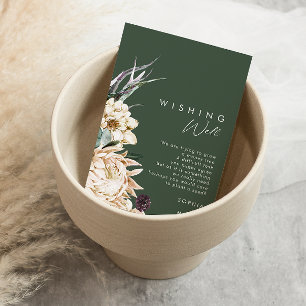 Vit Blommigt Mörk grönt Bröllop-fiskevatten Tilläggskort