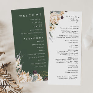 Vit Blommigt MÖRK GRÖNT BRÖLLOPSPROGRAM Program