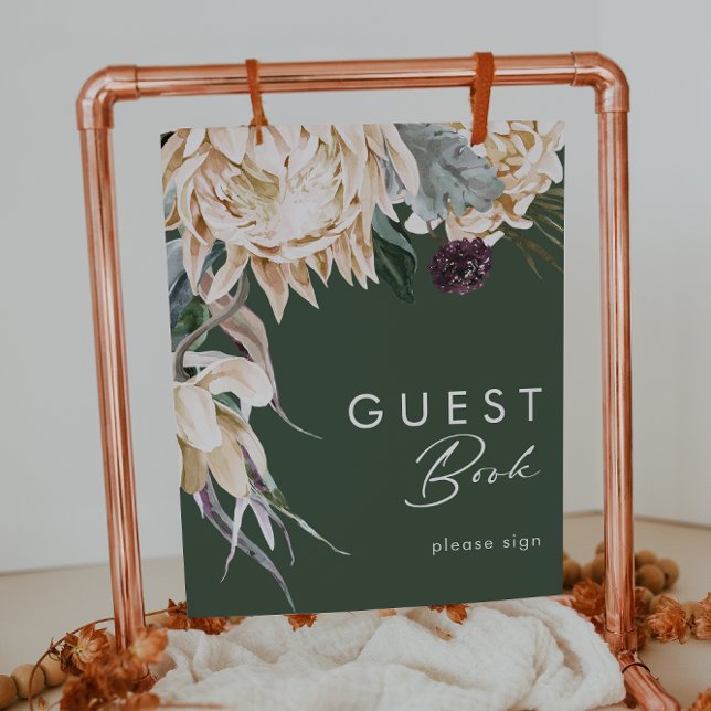 Vit Blommigt | Mörk grönt Guest Bok-signatur Poster (Skapare uppladdad)