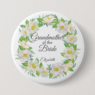 Vit Blommigt, mormor (mormor) Knapp