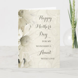 Vit Blommigt Moster Mors dag-kort Lycklig Kort