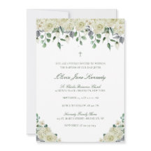 Vit Blommigt och Greenery Photo Baptism