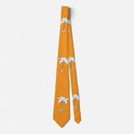 Vit Blommigt Orange Tropical Neck Tie Slips