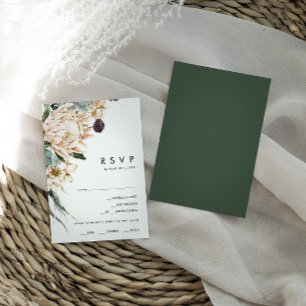 Vit Blommigt OSA kort för Mörk grönt menyval