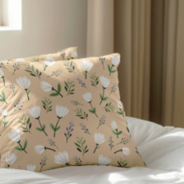 Vit Blommigt på Vanilla Scandinavian Kudde
