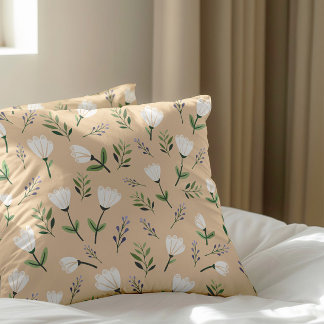 Vit Blommigt på Vanilla Scandinavian Kudde