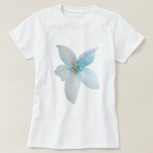 Vit blommigt, pastellblomma, vattenfärg t shirt (Design framsida)