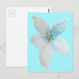 Vit blommigt, pastellblomma, vattenfärg vykort