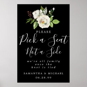Vit Blommigt Plocka ett säte som inte är ett sidot Poster