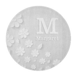 Vit blommigt präglad namn initialer personlig