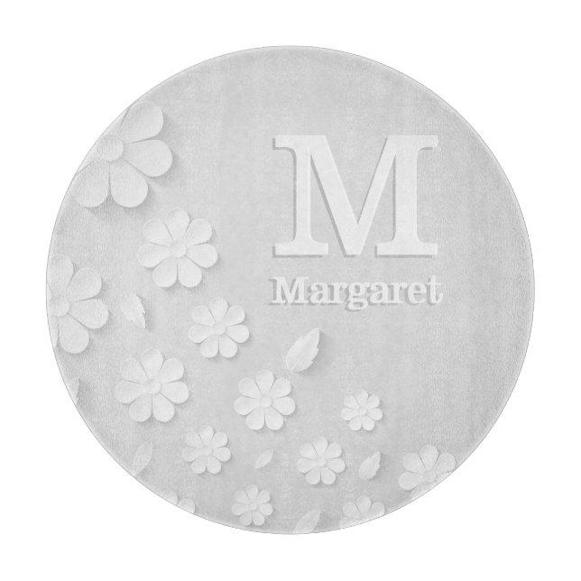 Vit blommigt präglad namn initialer personlig (Framsidan)
