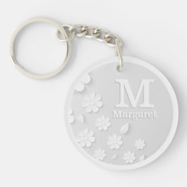 Vit blommigt präglad namn initialer personlig