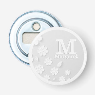 Vit blommigt präglad namn initialer personlig flasköppnare