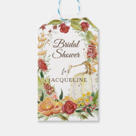 Vit Blommigt Pumpkin Möhippa Presentetikett