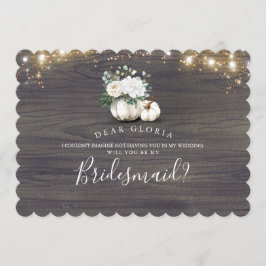 Vit Blommigt Pumpkin Rustic Bridesmaid Frieri Inbjudningar
