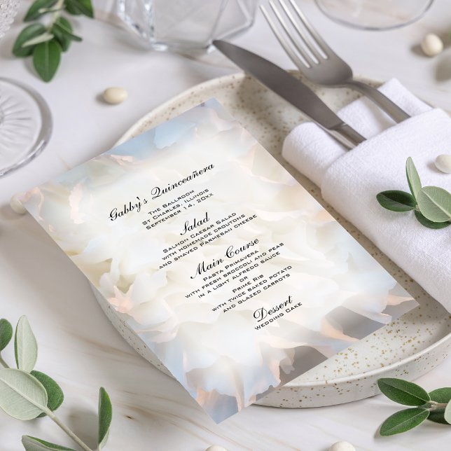 Vit Blommigt Quinceañera Menu (Skapare uppladdad)