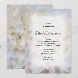 Vit Blommigt Quinceañera-partiinbjudan Inbjudningar