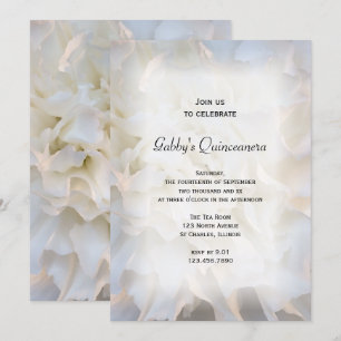 Vit Blommigt Quinceañera-partiinbjudan Inbjudningar