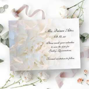 Vit Blommigt Quinceañera Spara datum Datumet