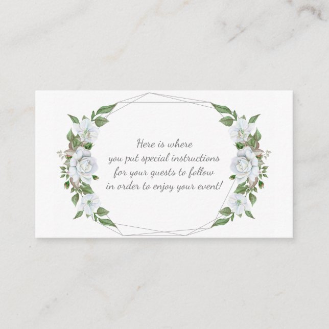 Vit Blommigt Ro Geometric Tilläggskort (Framsida)