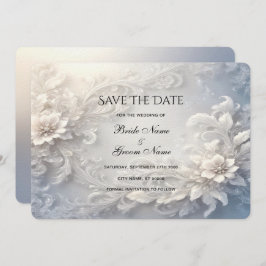 Vit Blommigt, rolig Spara datumkortet Spara Datumet