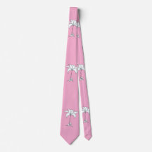 Vit Blommigt Rosa Tropical Neck Tie