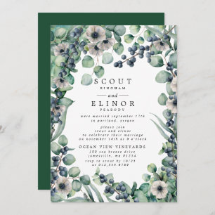 Vit Blommigt Rustic Elopement Reception Inbjudningar