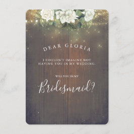Vit Blommigt Rustic Land Bridesmaid Frieri Inbjudningar