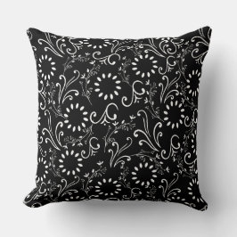 Vit Blommigt Sömlös Mönster-grafik Kudde