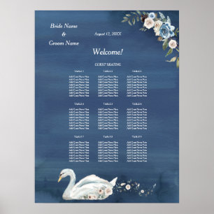 Vit Blommigt Svan Bröllop, innersätesdiagram Poster