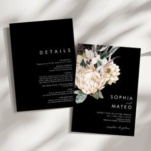 Vit Blommigt   Svart alla på en bröllopsinbjudan Inbjudningar